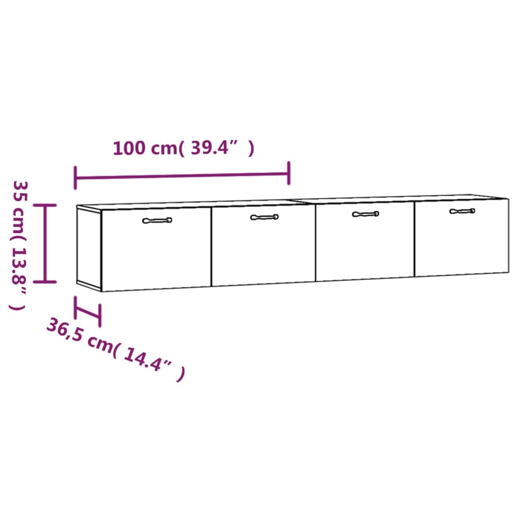 Cabinets, 2 pcs., concrete grey, 100x36.5x35cm, wood
