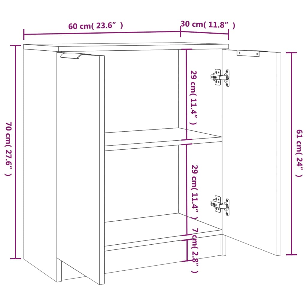 Side tables, 2 pcs, smoky oak, 60x30x70cm, wood