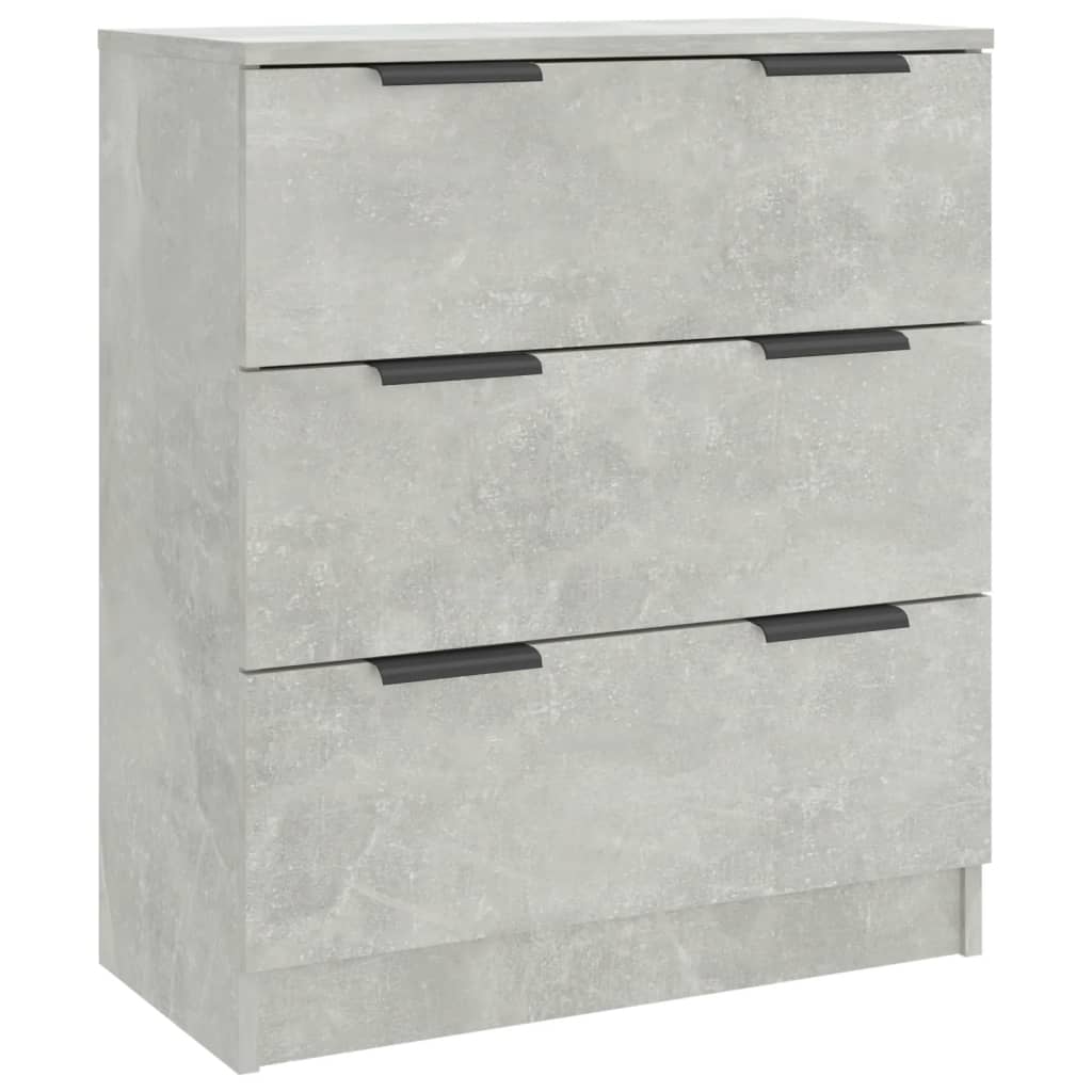 Side cabinets, 3 pieces, concrete grey, engineered wood