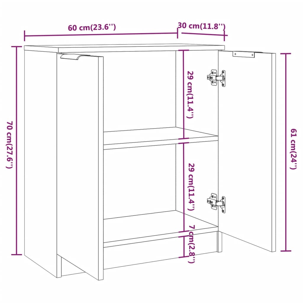 Side cabinets, 3 pieces, concrete grey, engineered wood
