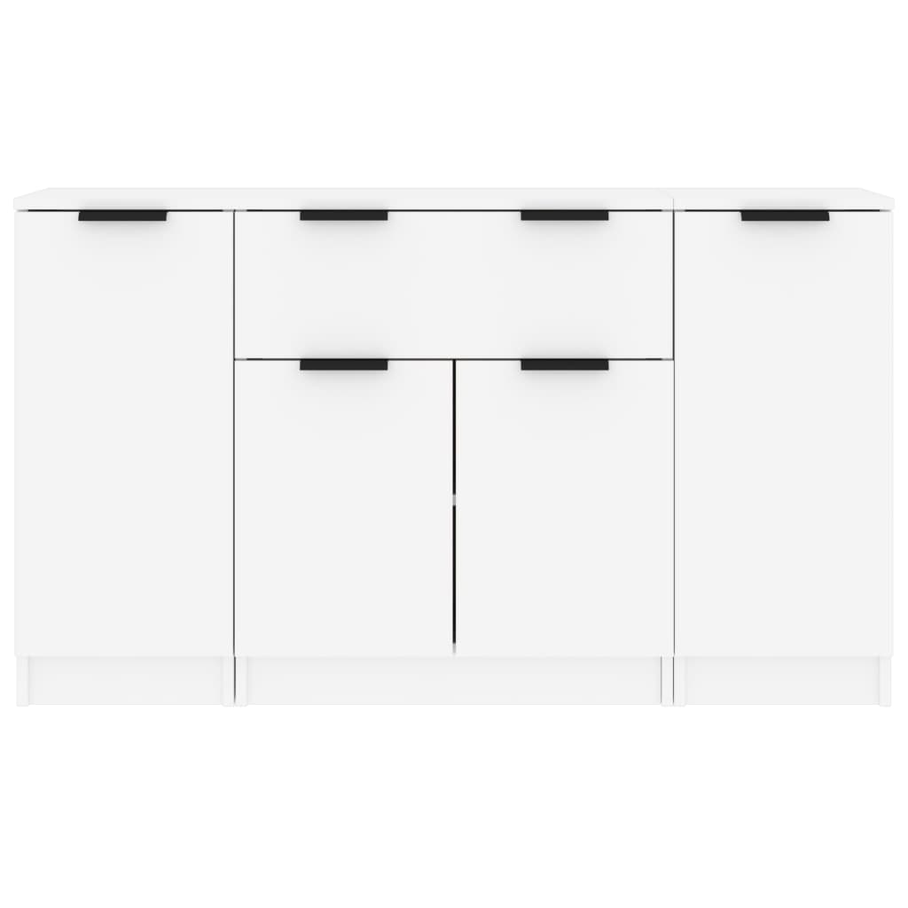 Sideboards, 3 pcs., white, engineered wood