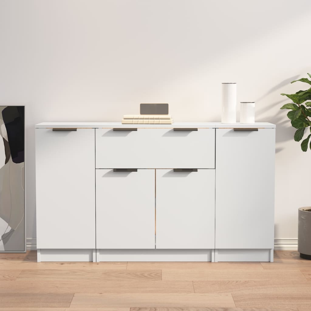 Sideboards, 3 pcs., white, engineered wood