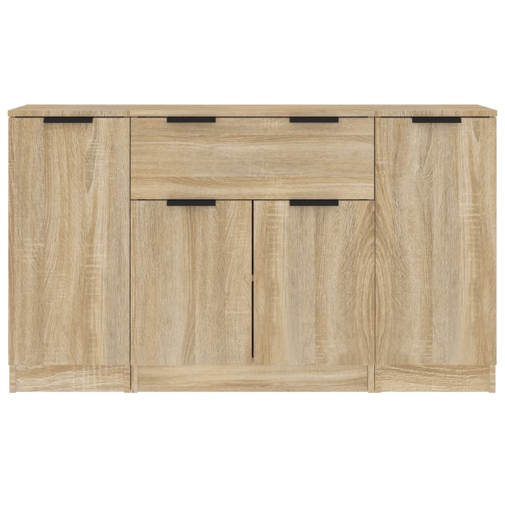 Side cabinets, 3 pcs., smoky oak, engineered wood