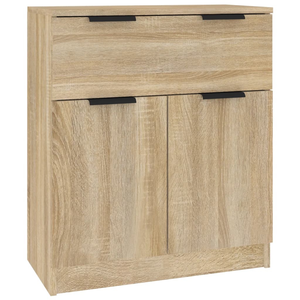 Side cabinets, 3 pcs., smoky oak, engineered wood
