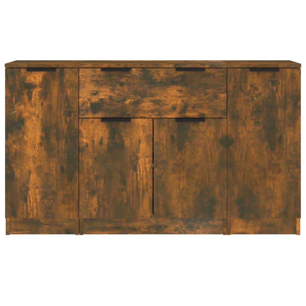 Side cabinets, 3 pcs., smoky oak, engineered wood