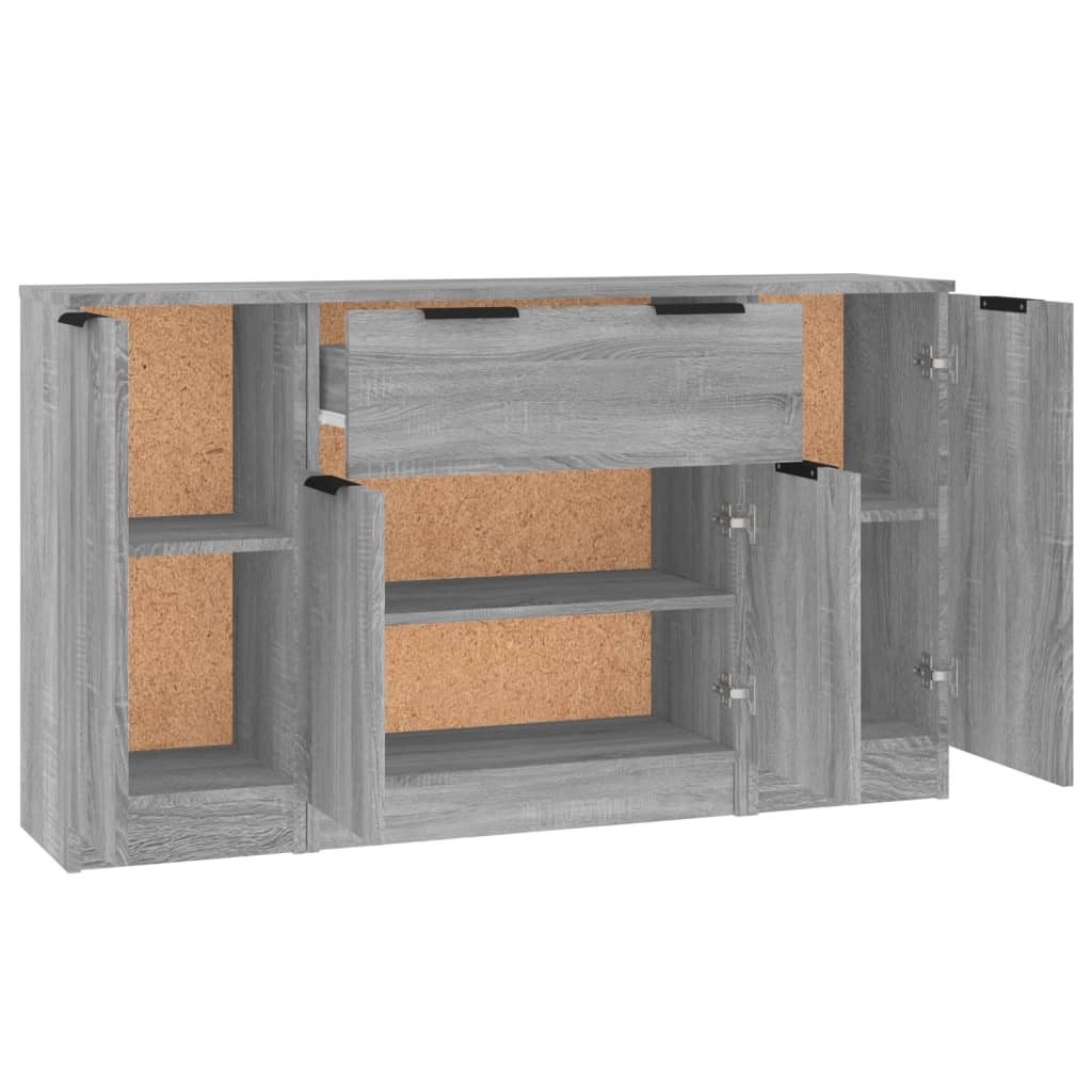Sideboards, 3 pcs., grey oak, engineered wood