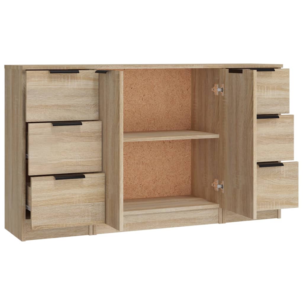 Side cabinets, 3 pcs., smoky oak, engineered wood