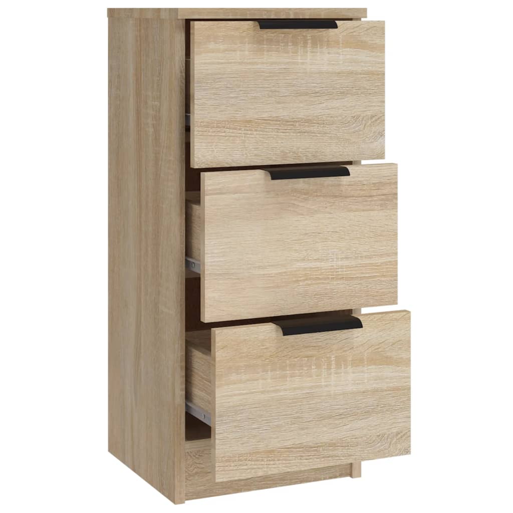 Side cabinets, 3 pcs., smoky oak, engineered wood