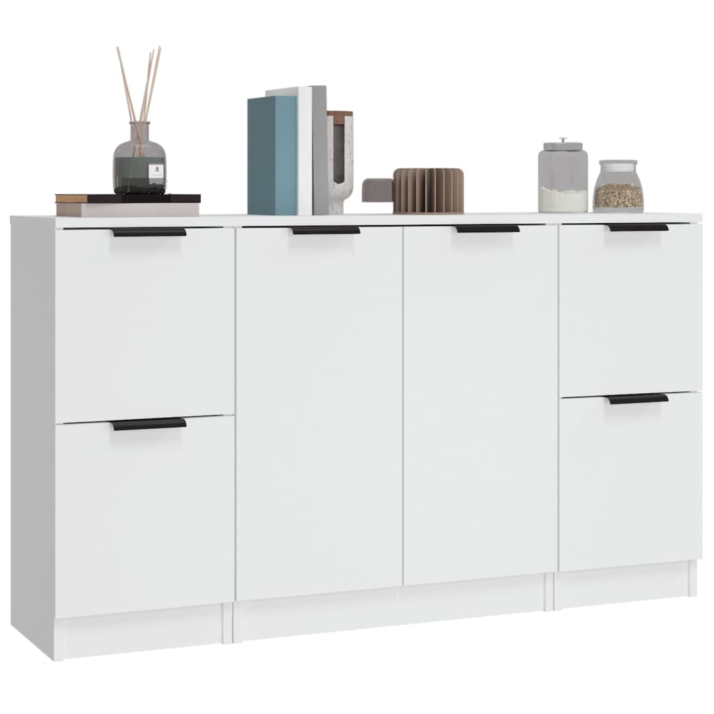 Sideboards, 3 pcs., white, engineered wood