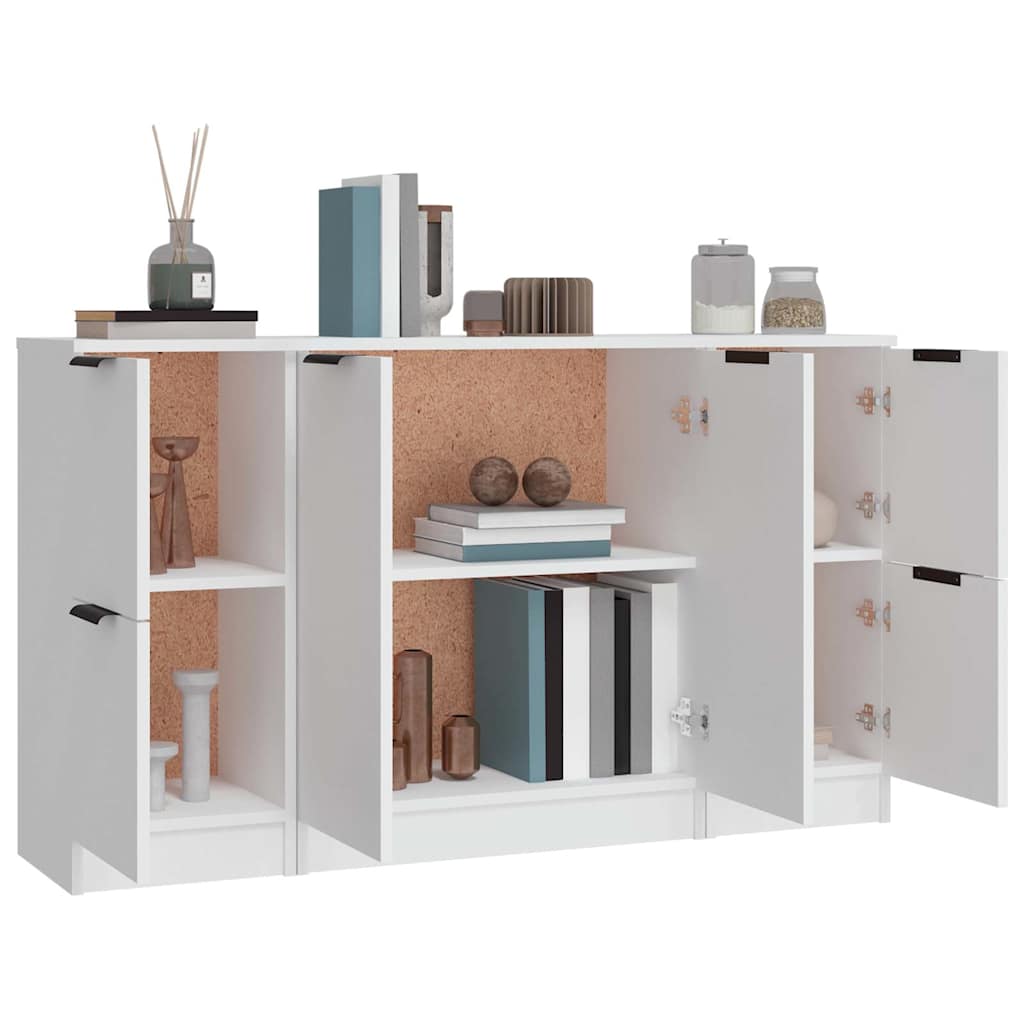 Sideboards, 3 pcs., white, engineered wood