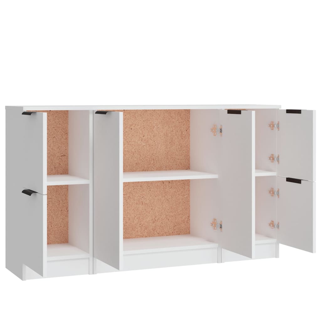 Sideboards, 3 pcs., white, engineered wood