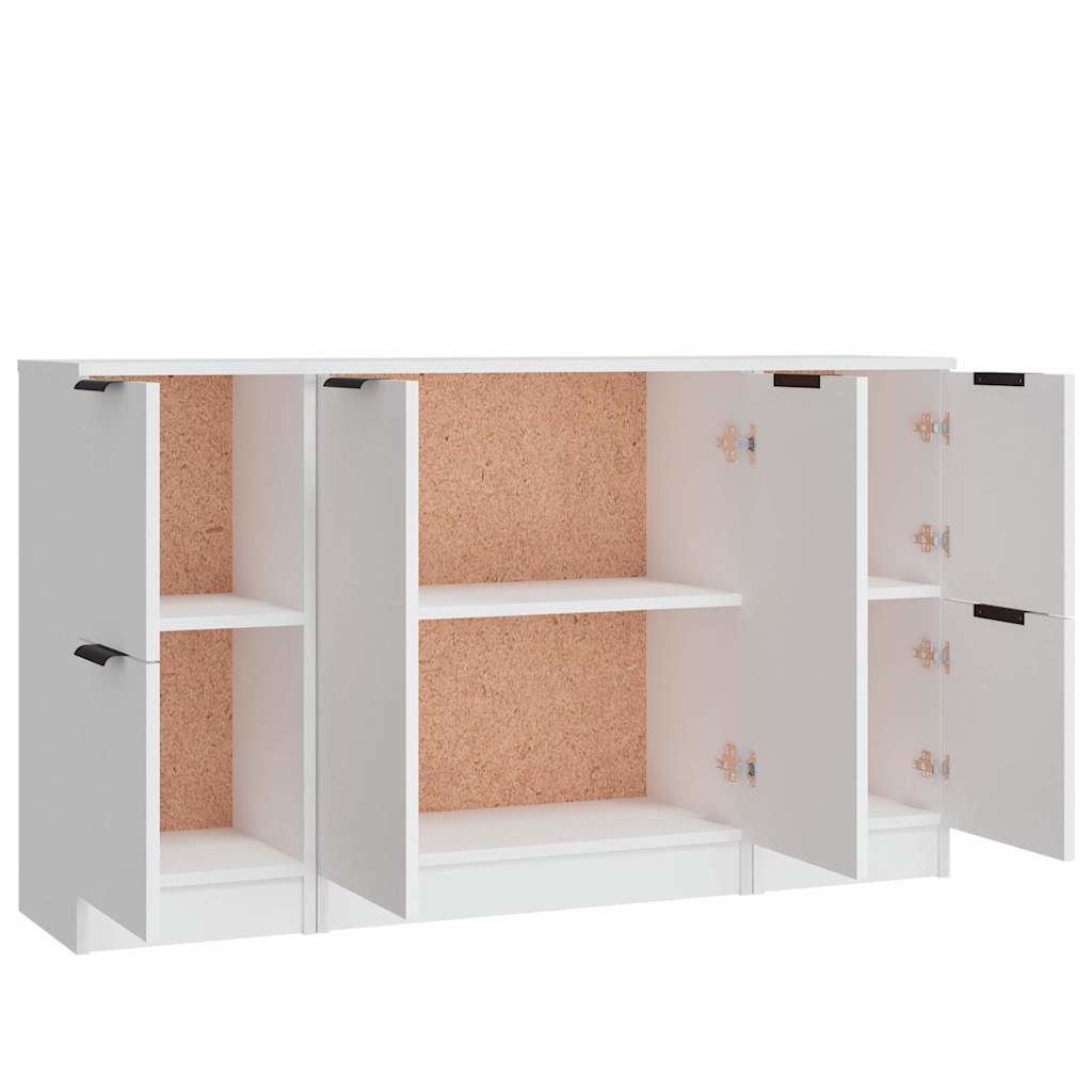 Sideboards, 3 pcs., white, engineered wood