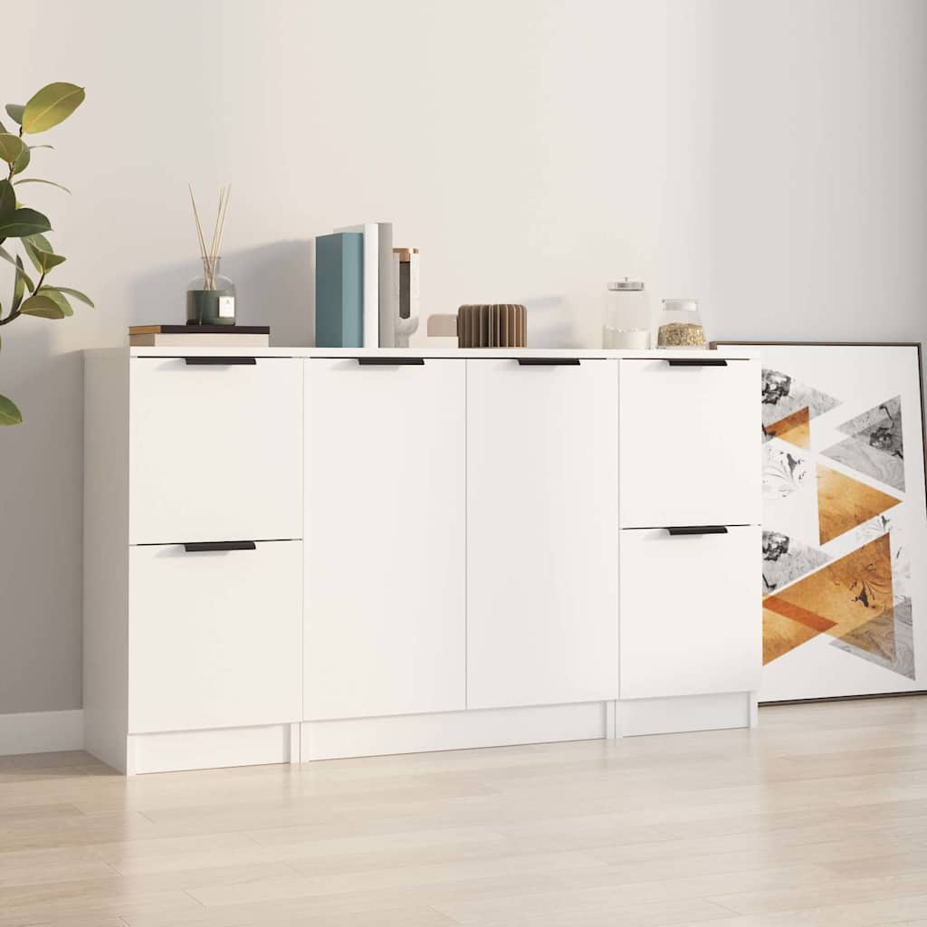 Sideboards, 3 pcs., white, engineered wood