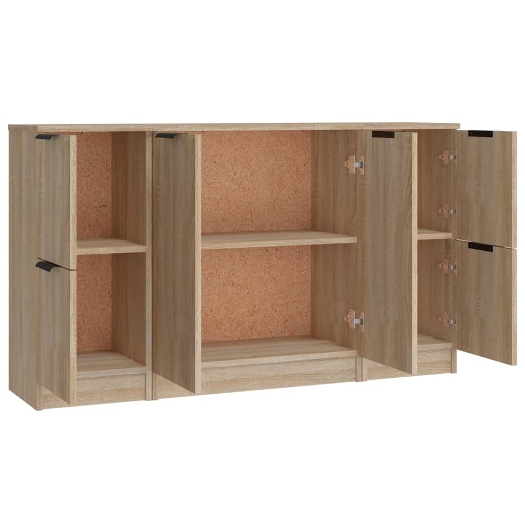 Side cabinets, 3 pcs., smoky oak, engineered wood