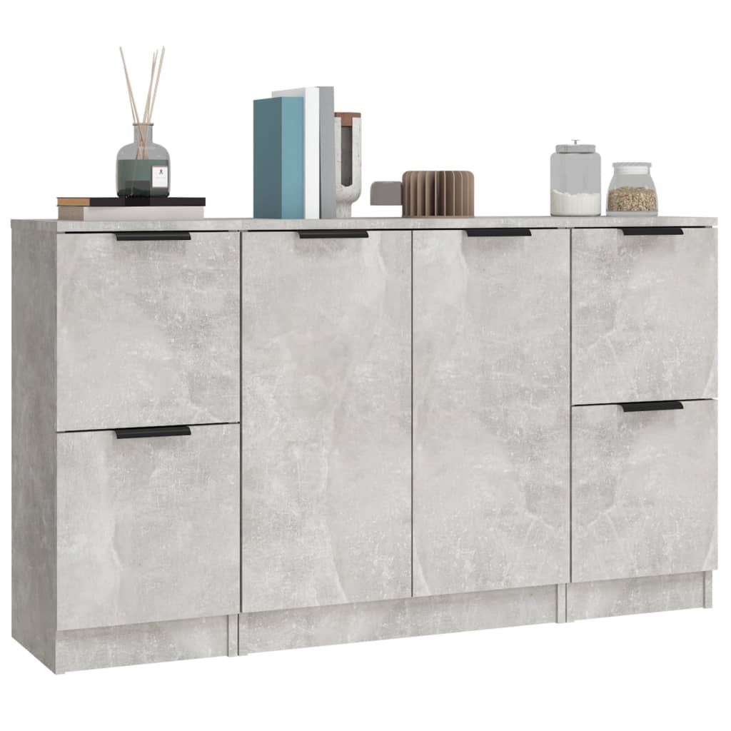 Sideboards, 3 pcs, concrete grey, engineered wood