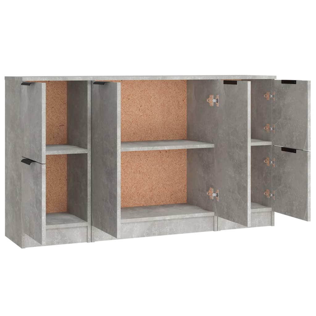 Sideboards, 3 pcs, concrete grey, engineered wood