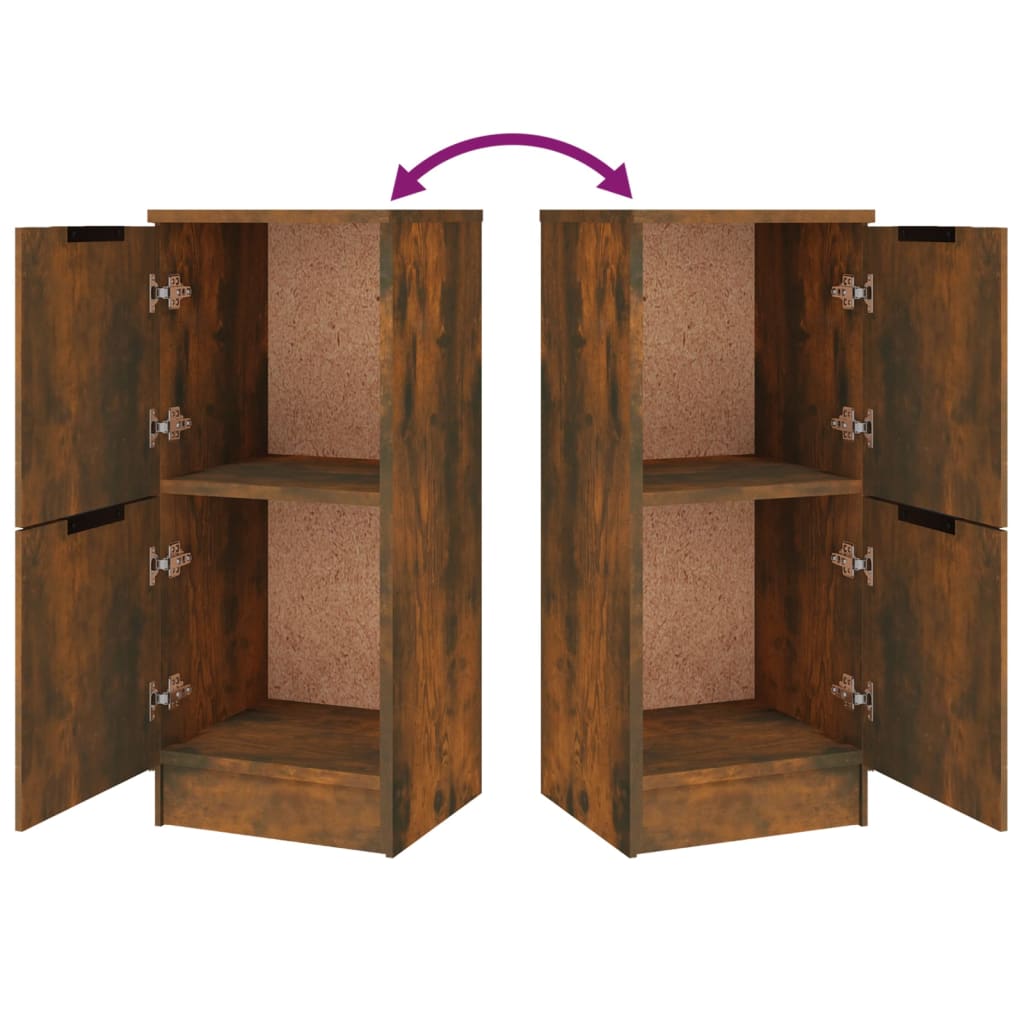 Side cabinets, 3 pcs., smoky oak, engineered wood