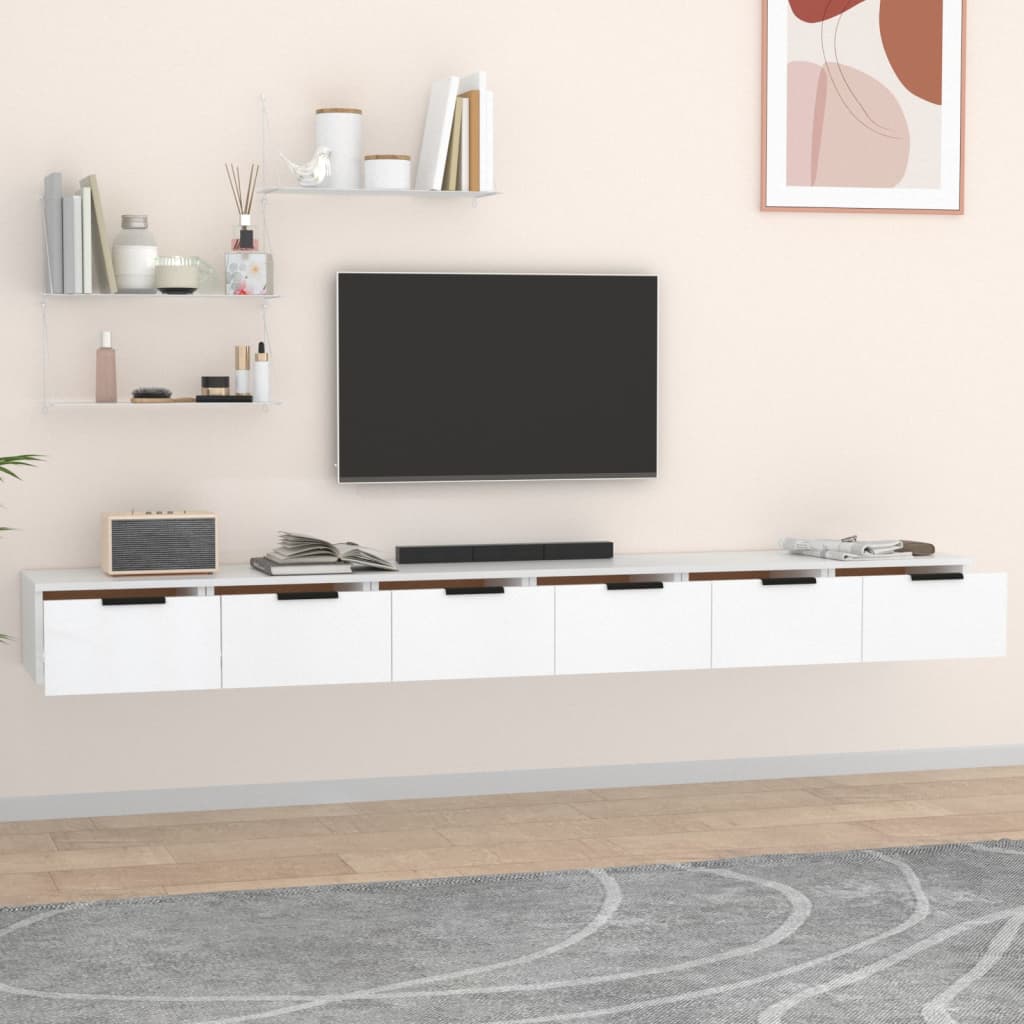 Wall cabinets, 2 pcs, white, 102x30x20cm, wood