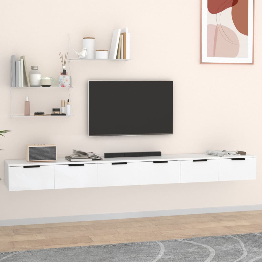 Wall cabinets, 2 pcs, white, 102x30x20cm, wood