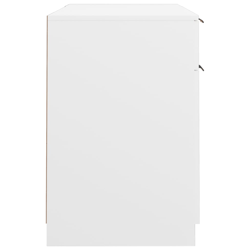 Desk with side cabinet, white, engineered wood