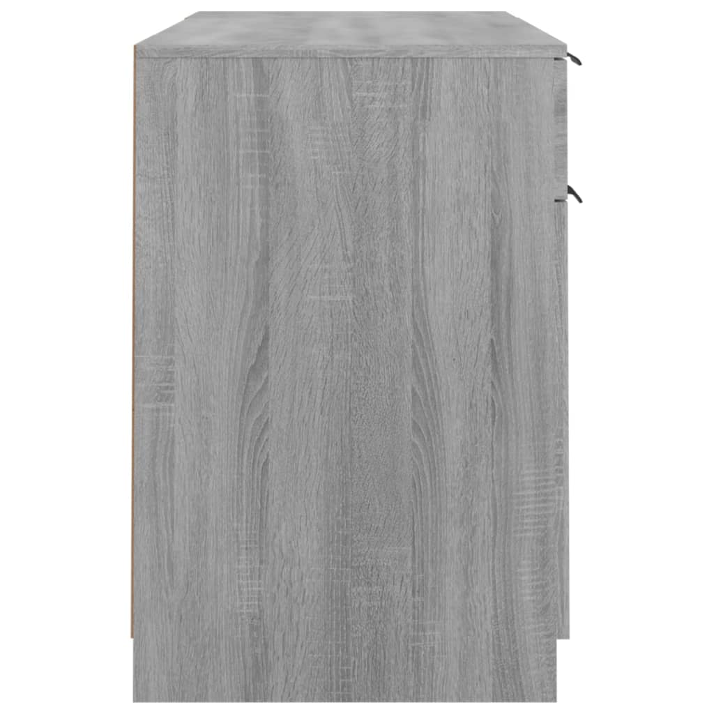 Desk with side cabinet, grey oak, wood