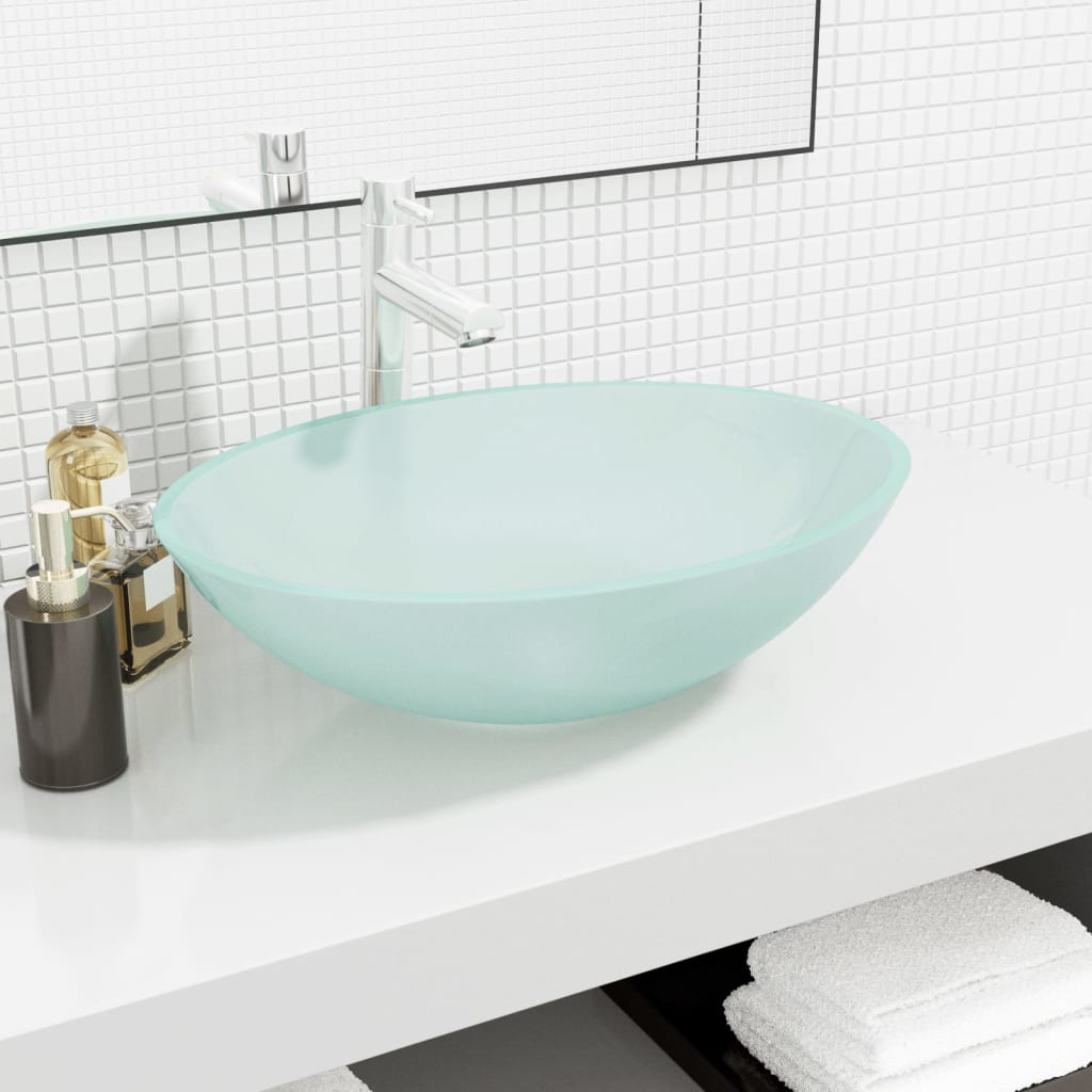 Basin, 50x37x14cm, glass, frosted