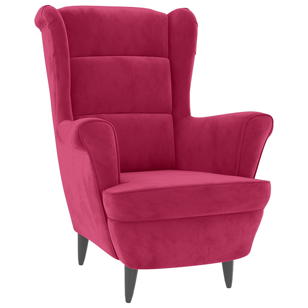 Armchair with a footrest, burgundy, velvet