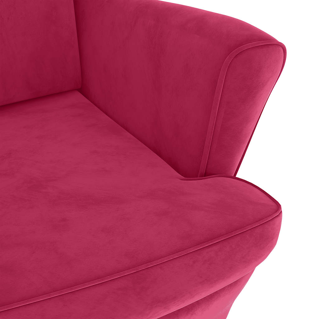 Armchair with a footrest, burgundy, velvet