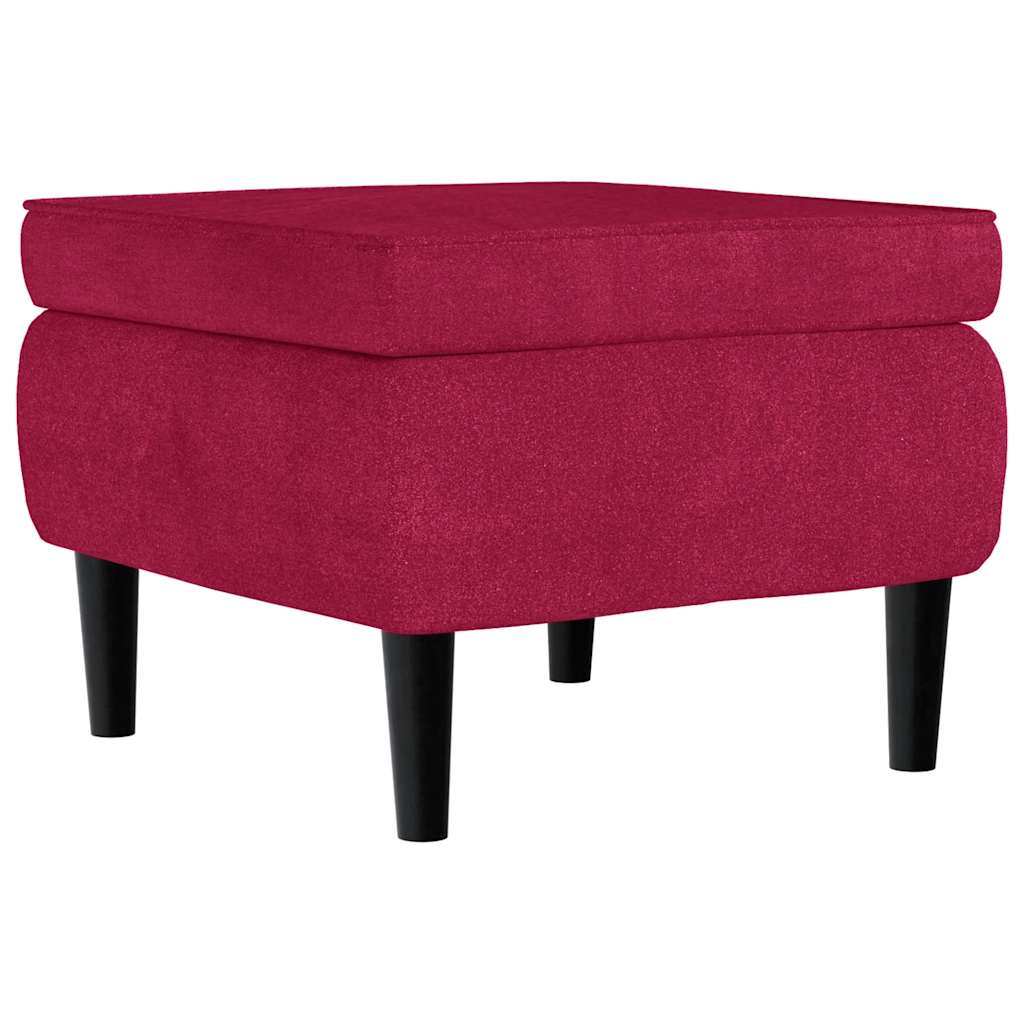 Armchair with a footrest, burgundy, velvet