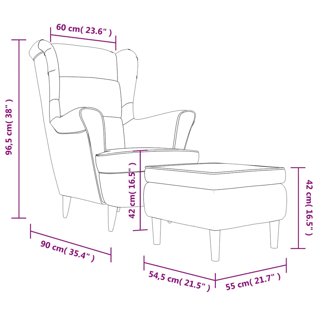 Armchair with a footrest, burgundy, velvet