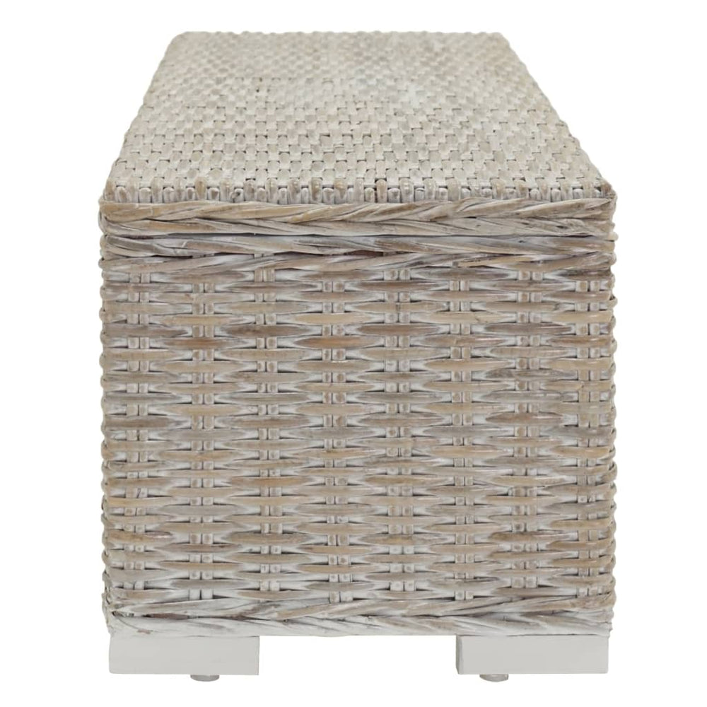 Storage box, white, 110cm, Kubu rattan and solid mahogany