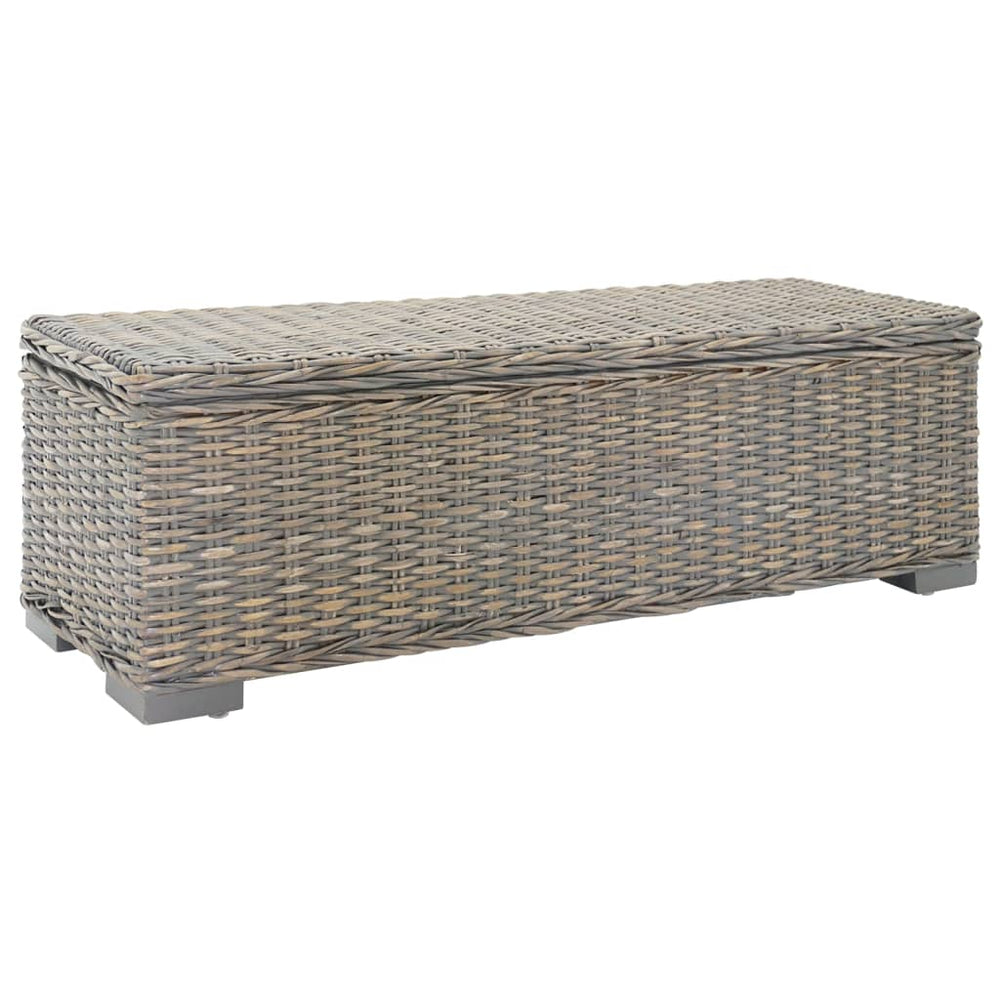 Storage box, grey, 110cm, Kubu rattan and solid mahogany