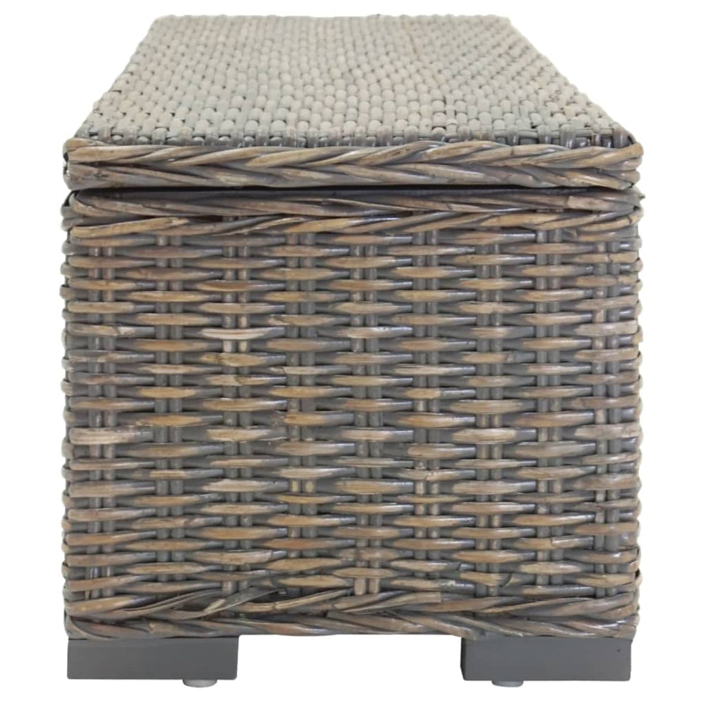 Storage box, grey, 110cm, Kubu rattan and solid mahogany