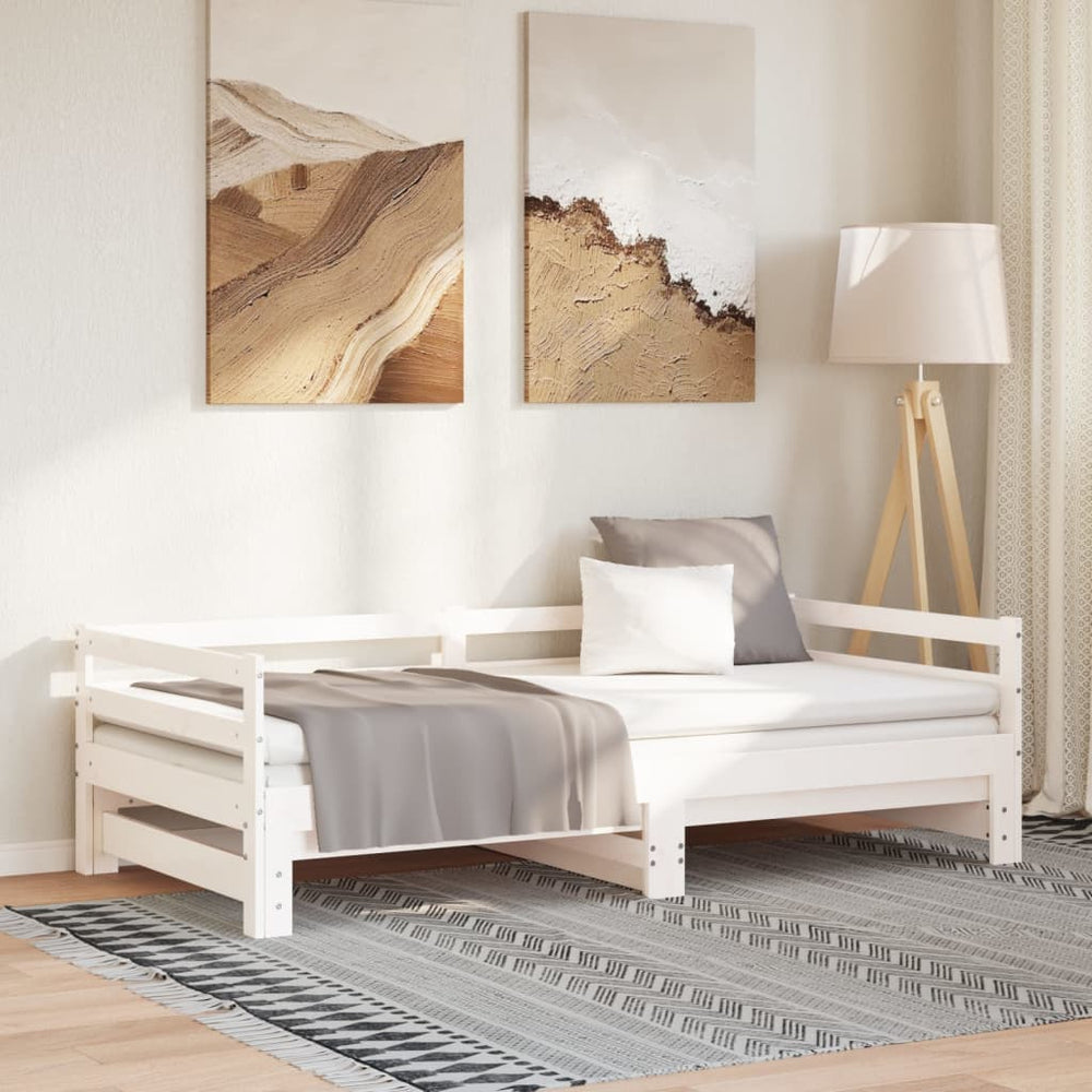Ištraukiama lova be čiužinio, balta, 80x200 cm