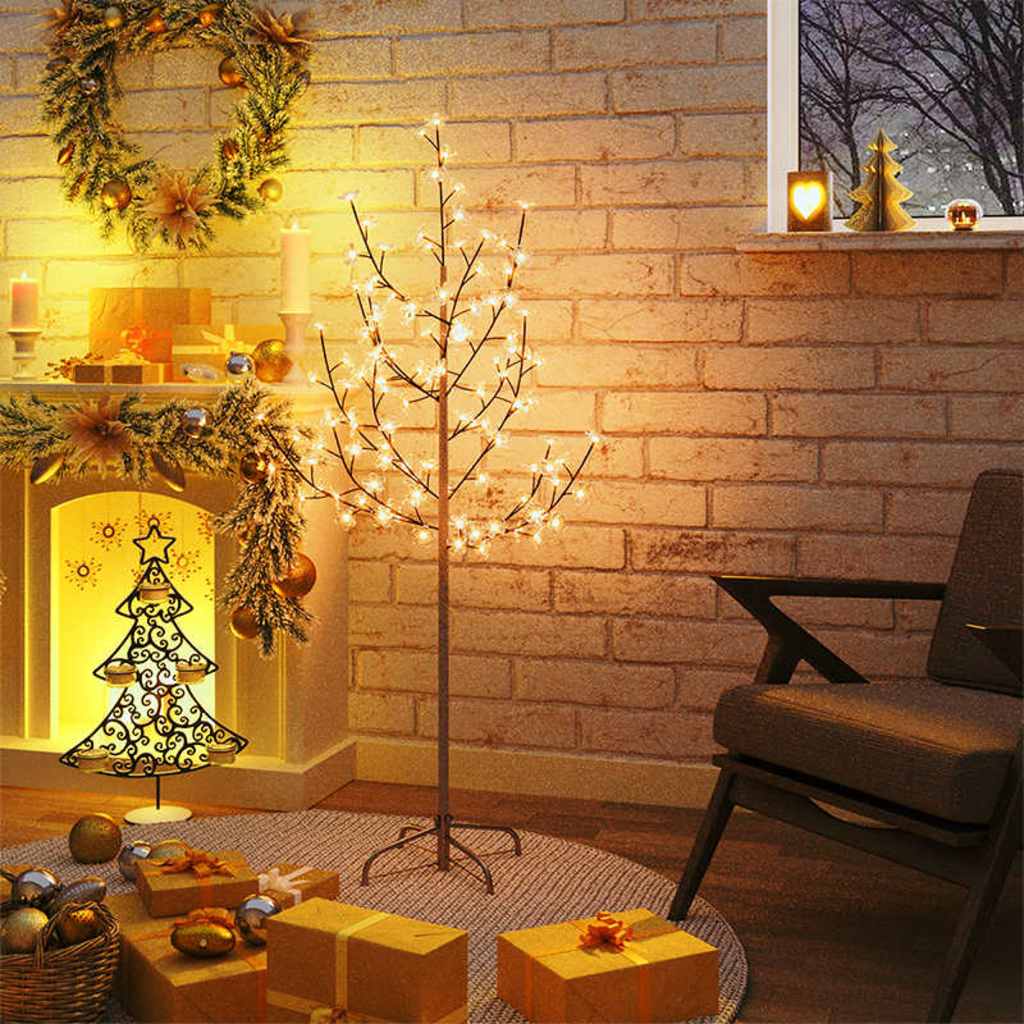 LED medis su vyšnių žiedais, 120cm, 84 šiltos baltos LED