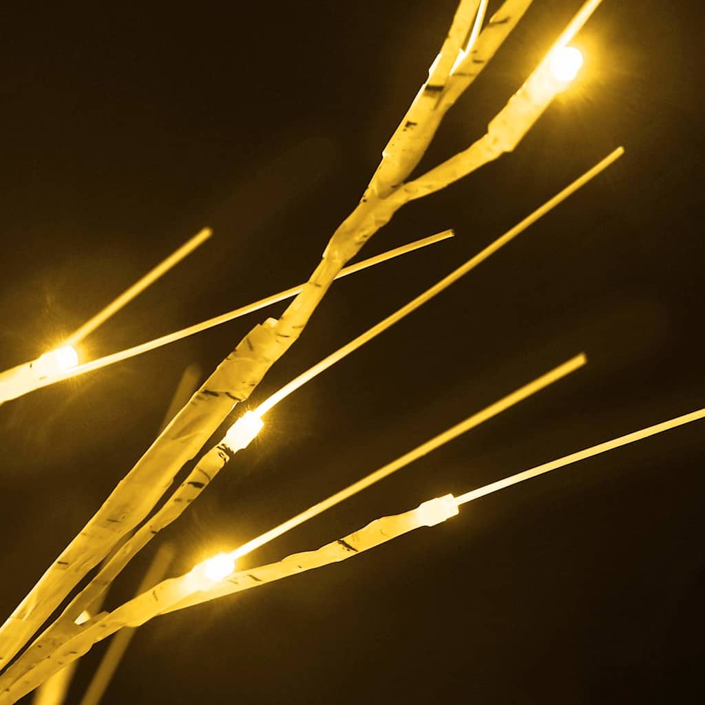 Beržas su 128 šiltomis baltomis LED lemputėmis, 220cm, baltas