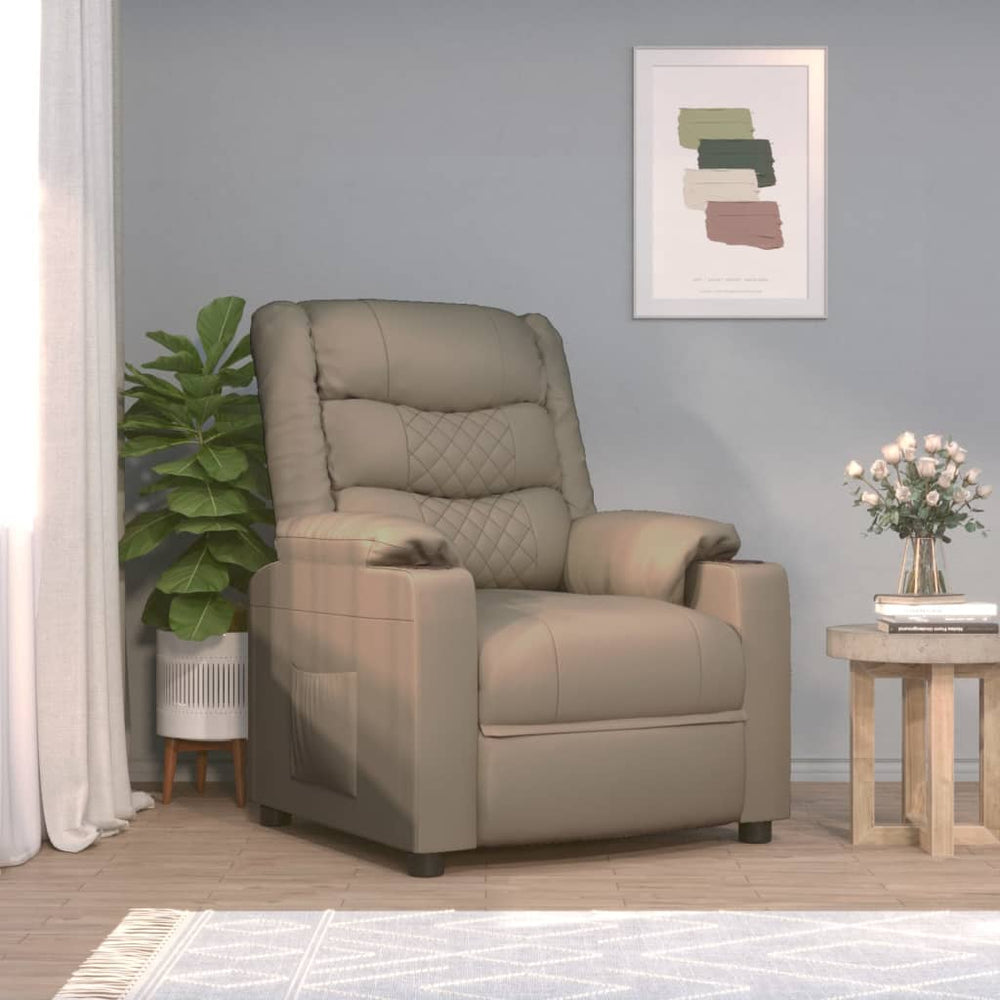 Recliner, cappuccino color, artificial leather