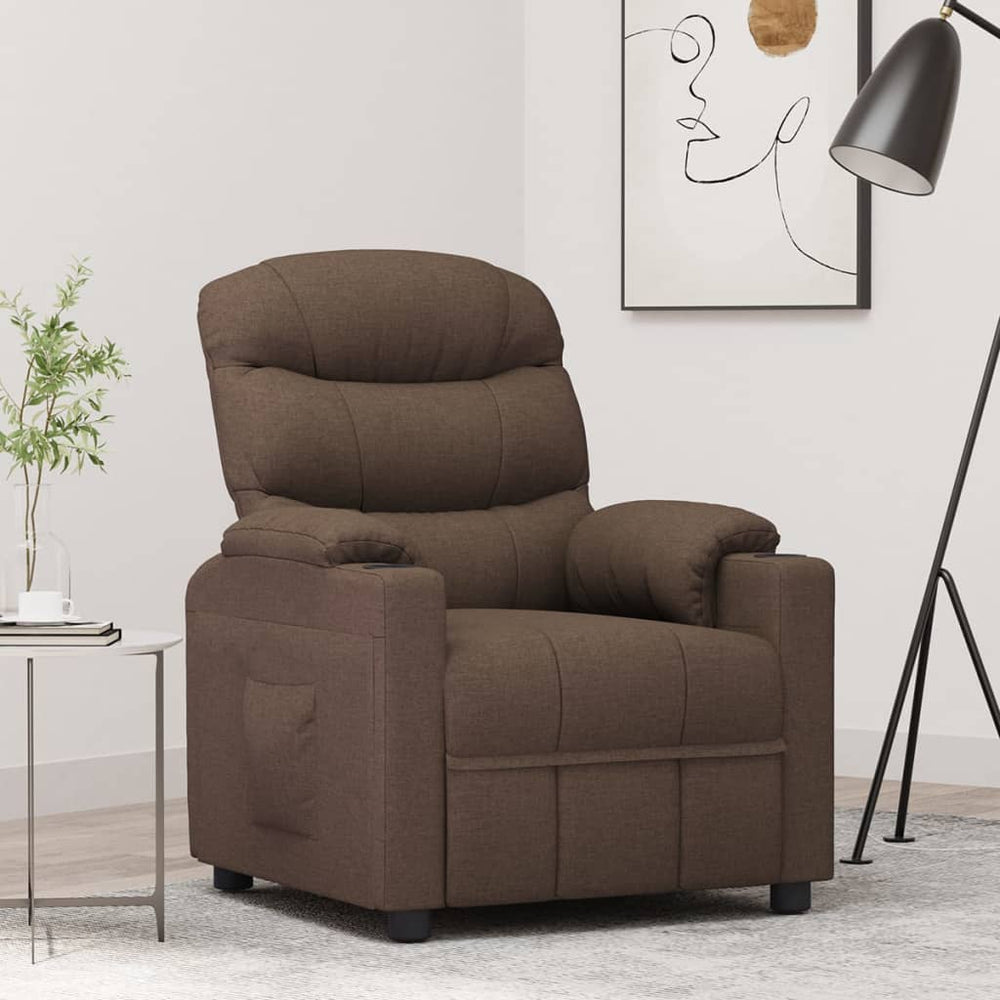 Reclining armchair, brown, fabric