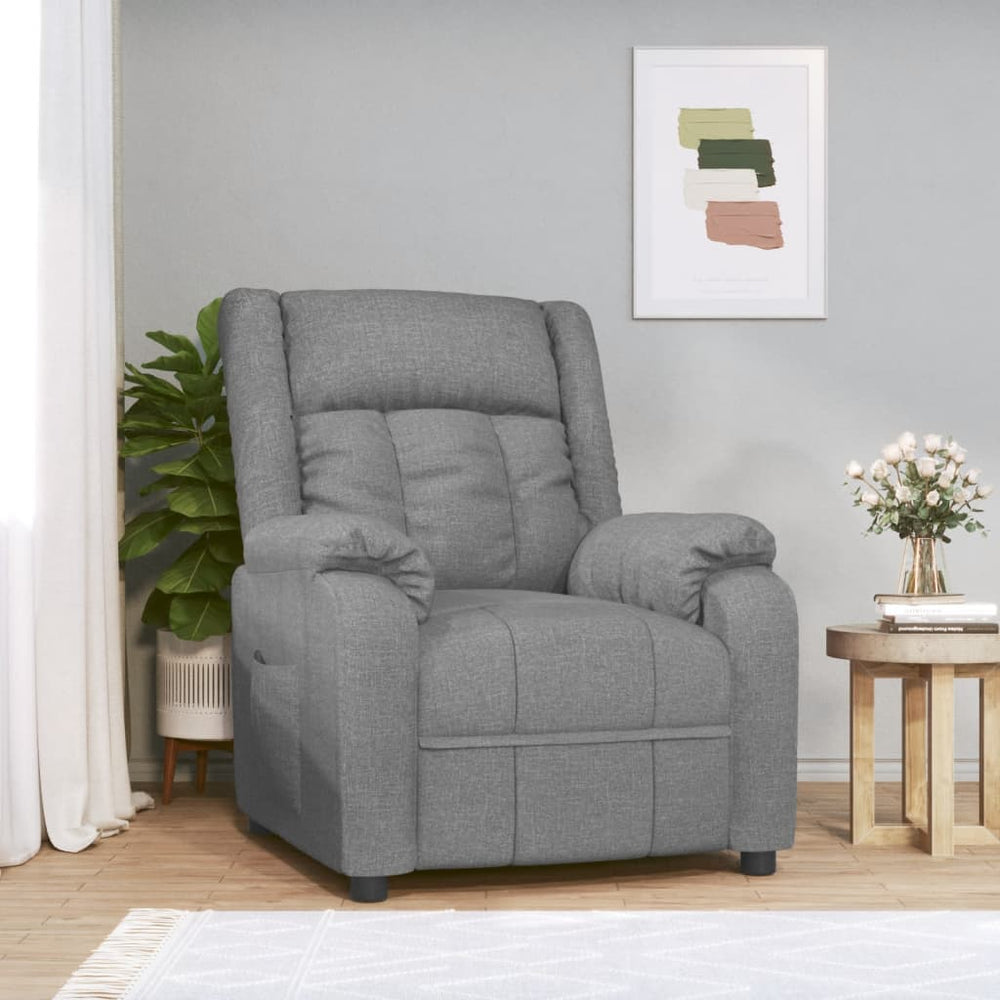 Recliner, light grey, fabric