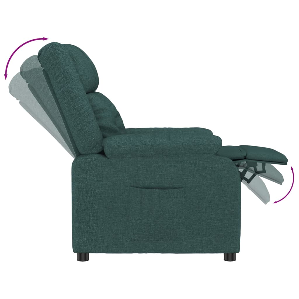 Recliner, dark green, fabric