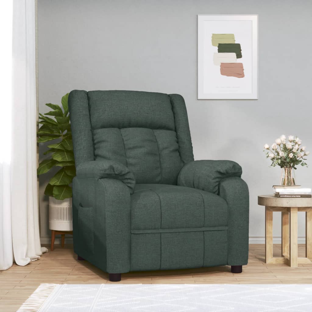 Recliner, dark green, fabric