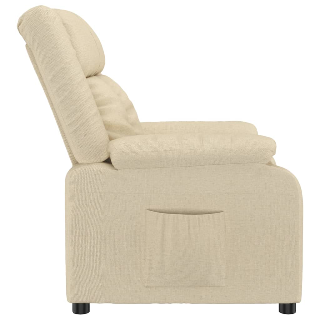 Recliner armchair, cream-colored, fabric