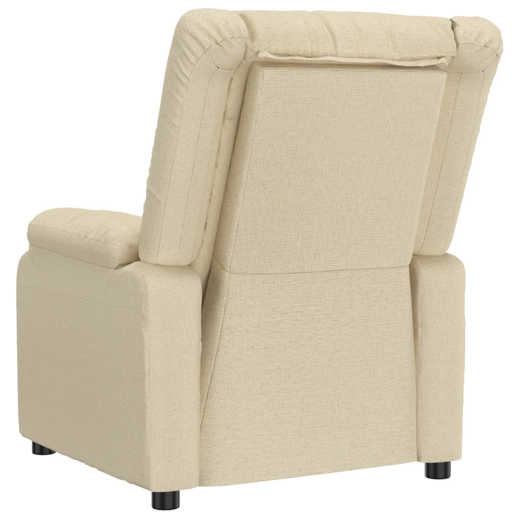 Recliner armchair, cream-colored, fabric