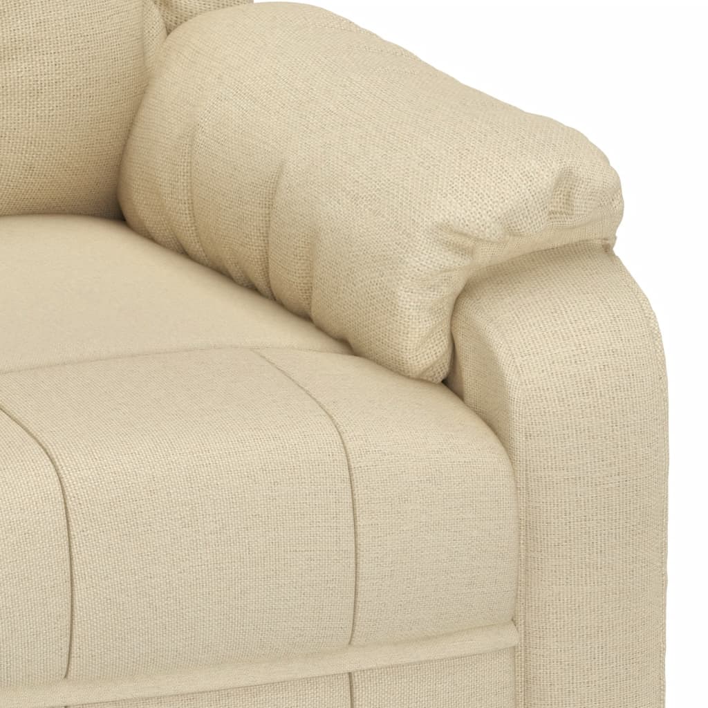 Recliner armchair, cream-colored, fabric