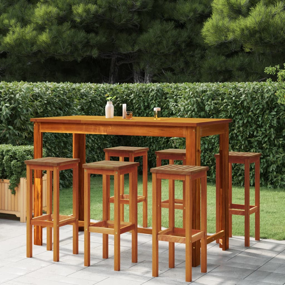 Bar stools, 6 pcs, solid acacia wood
