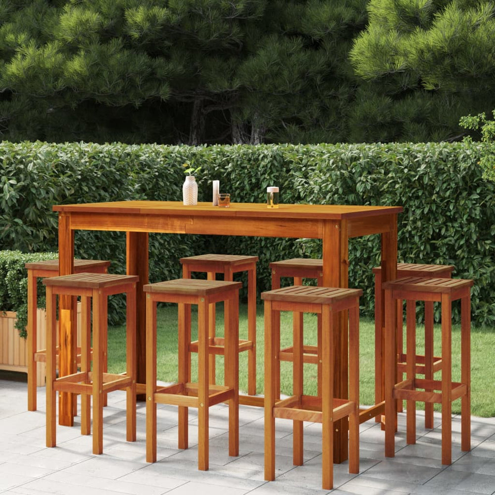 Bar stools, 8 pcs, solid acacia wood