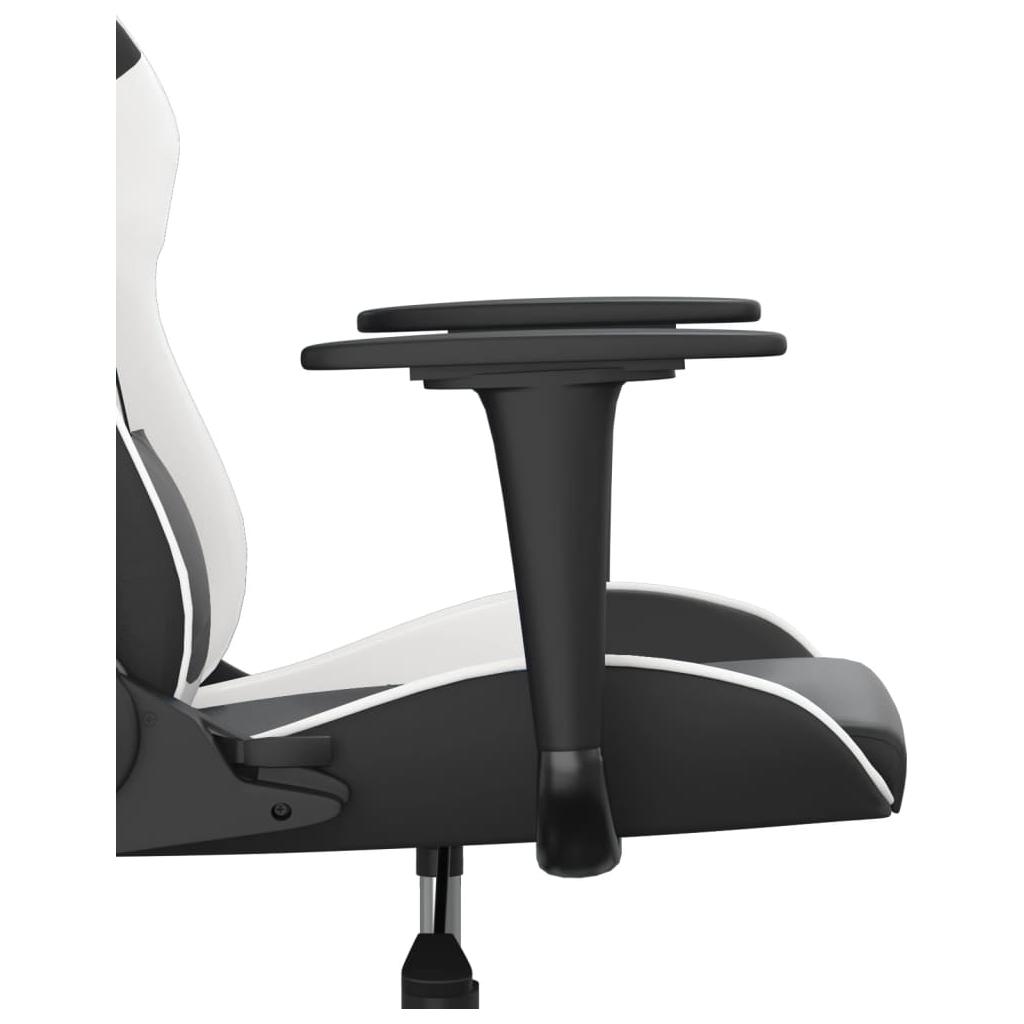 Masažinė žaidimų kėdė, juodos ir baltos spalvos, dirbtinė oda (34540)