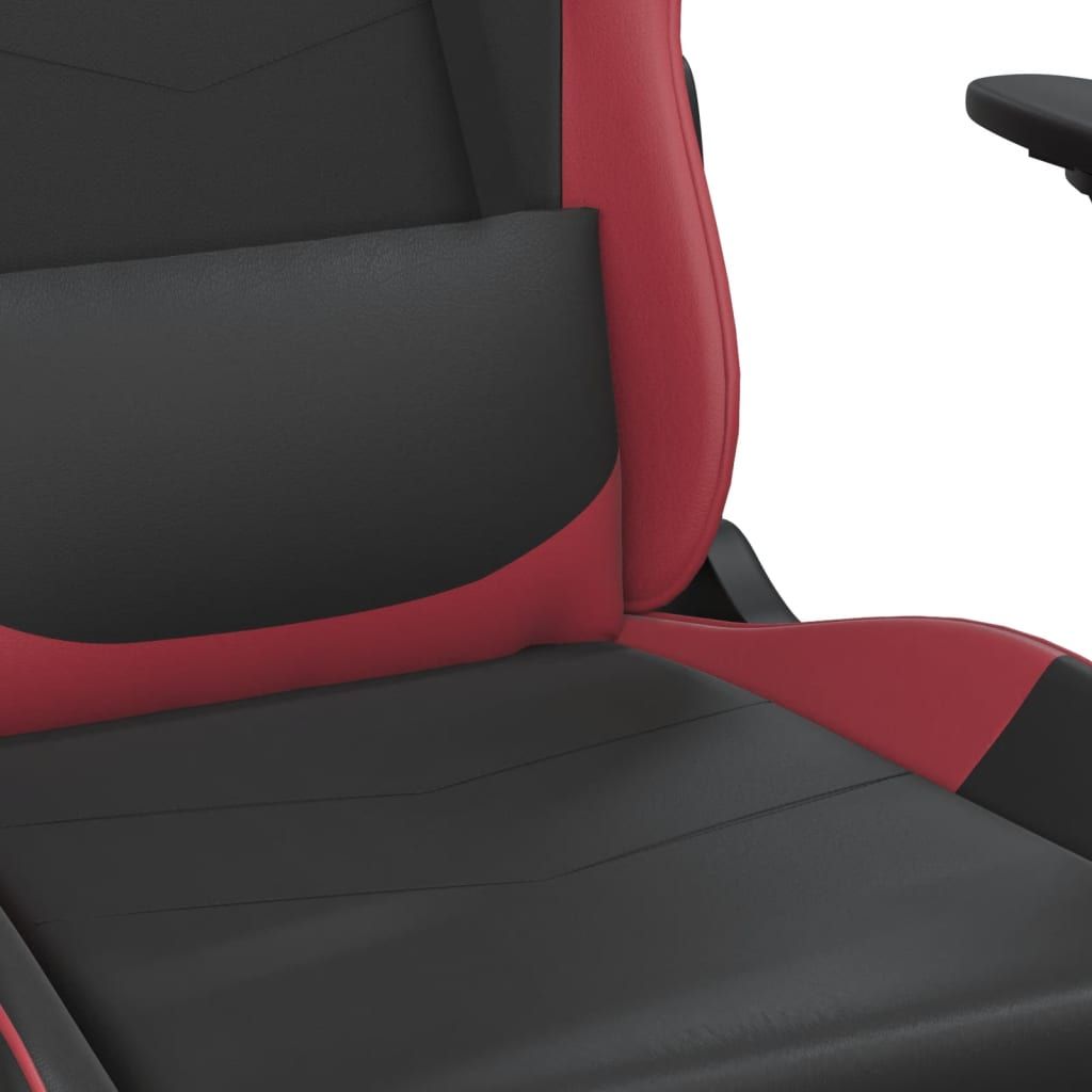 Masažinė žaidimų kėdė, juoda ir vyno raudona, dirbtinė oda (34540)