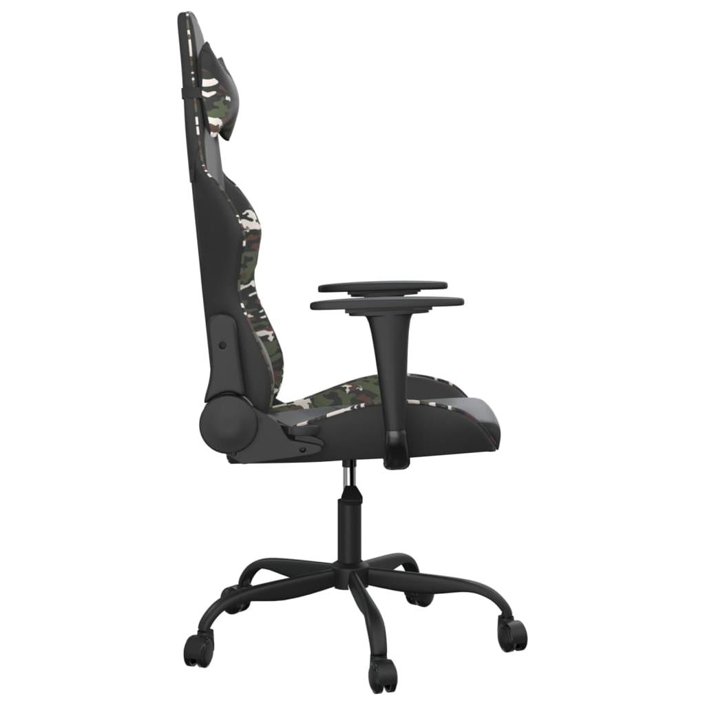 Masažinė žaidimų kėdė, juoda ir kamufliažinė, dirbtinė oda