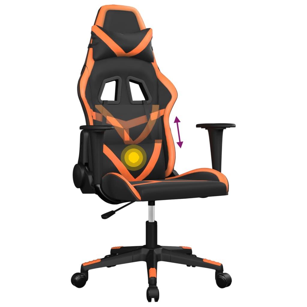 Masažinė žaidimų kėdė, juoda ir oranžinė, dirbtinė oda